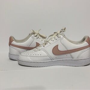 Nike White and Pink Low-Top Sneakers
